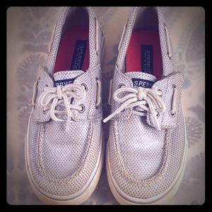 Sperry girls size 12 silver sparkly loafers $20